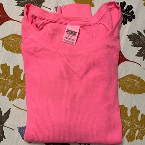 Long sleeve thermal knit hot pink shirt PINK brand
